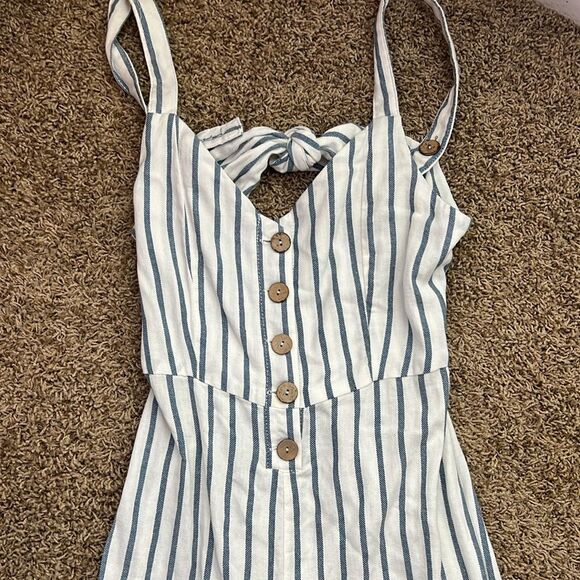 NWT Vintage Havana Pinstripe Jumpsuit with Open Back Size Small - Picture 3 of 13